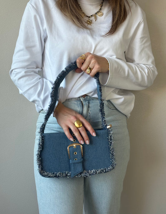 Sac à main baguette avec ceinture en jean